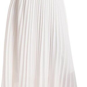 Womens Elastic High Waist Flowy Pleated Skirt Chiffon Swing A-line Beach Maxi Sk